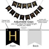 PartyCorp Black & Gold Happy Birthday Printed Wall Banner Decoration for All Ages, Birthday Party Supplies